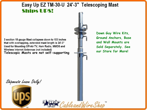    ft Telescopic Push Up TV Antenna Mast Mount Pole Telescoping
