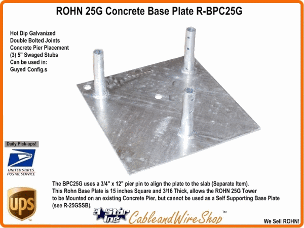 ROHN 25G Tower BPC25G Concrete Pier Base Plate 610074820284  