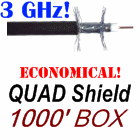 RG6 Quad Shield Coaxial Cable CCS 3 GHz Black 1000 Feet