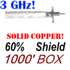 RG6 Coaxial Cable 60% Solid Copper 3 GHz White 1000 Feet
