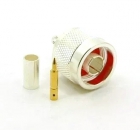 N Male Connector for Coaxial Cable | Silver on Brass | Gold Center Pin | LMR-400 / RG-213 / RG-11