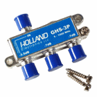 HOLLAND 3-Way Horz. Splitter 5-1000 MHz. Power Pass -W- Grd.