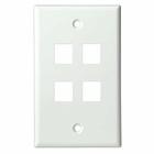 4 Port Keystone Wall Plate in White or Ivory