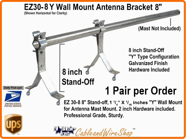 4" Stand Off Wall Mount for up to 2" Mast - W Style Antenna Bracket HEAVY  DUTY | eBay