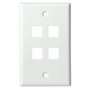 4 Port Keystone Wall Plate in White or Ivory