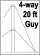20 Foot Telescopic Antenna Mast 4 Way Down Guy Wire Anchor Kit